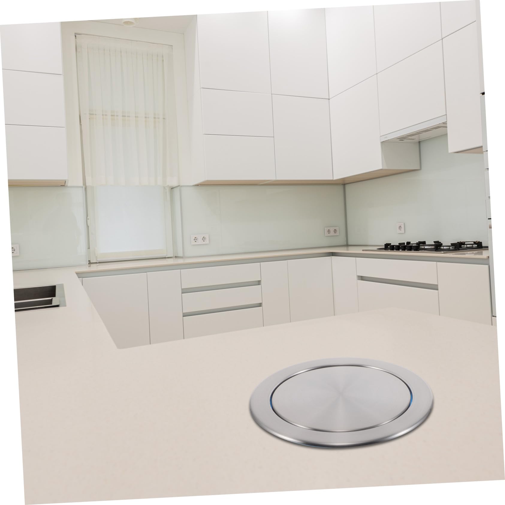 Cabilock Papelera Empotrada para Encimera con Tapa Silenciosa Cubo de Basura Inoxidable y Plástico Espacio Ahorro para Cocina Baño y Restaurante