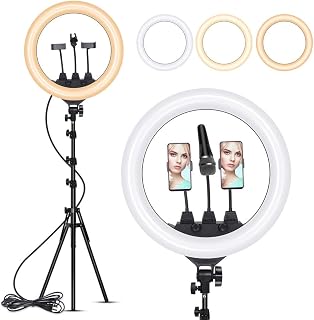 Fill Light Mobile Phone Live Support Selfie Beauty Ring Photography Photo Light 22 Inch LED Ring Fill Light For Live Makeup (Color : Black, Size : 56x56x12cm)
