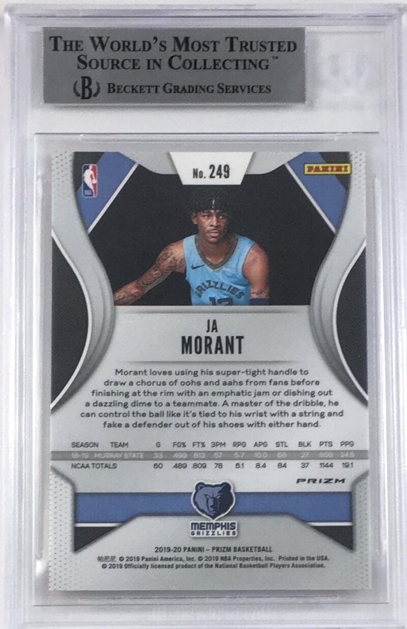 Ja Morant 2019-20 Panini Prizm Prizms Orange Ice #249 BGS 9 Mint Grizzlies Basketball NBA