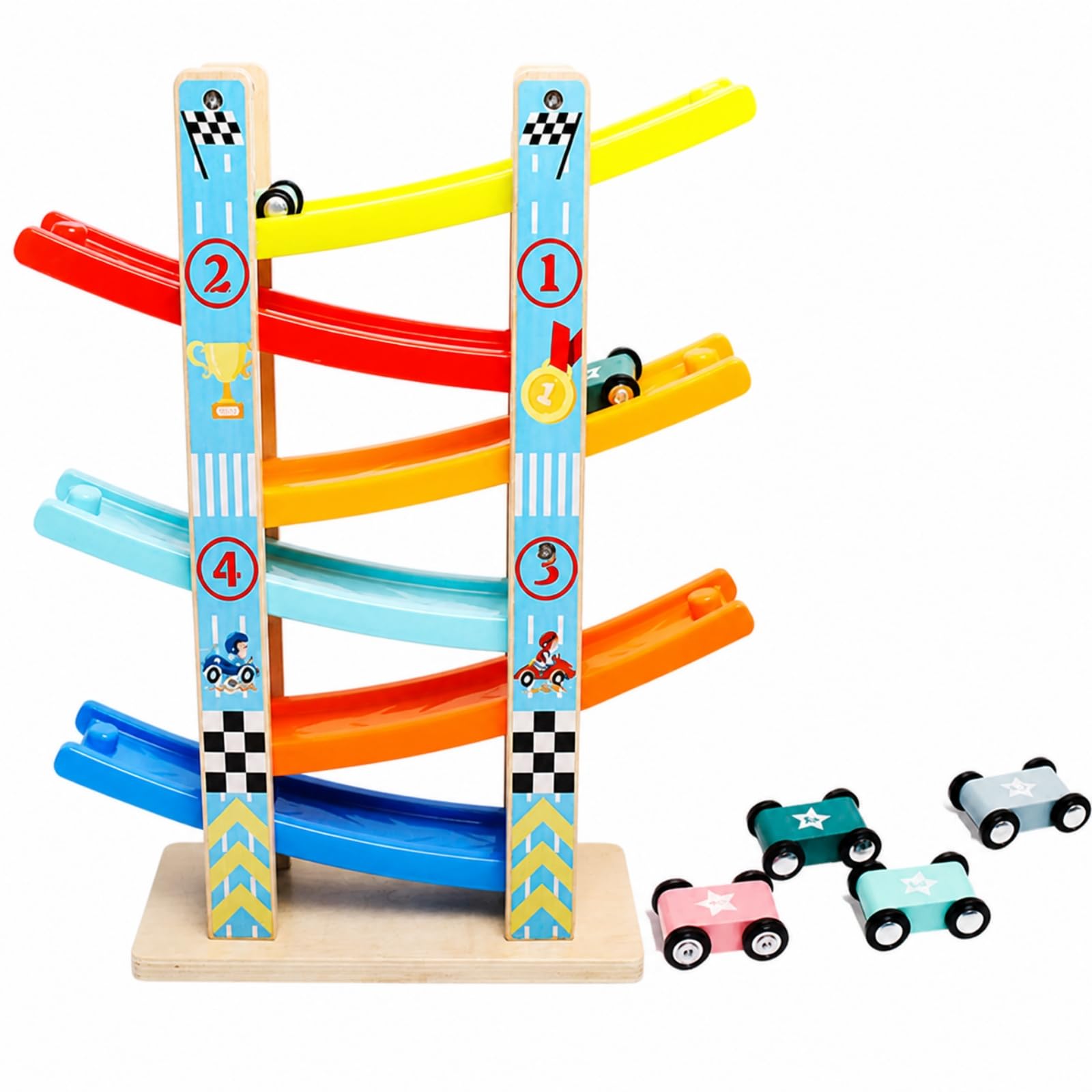 Pista in Legno per Bambini Solido, Modello A Sei Binari