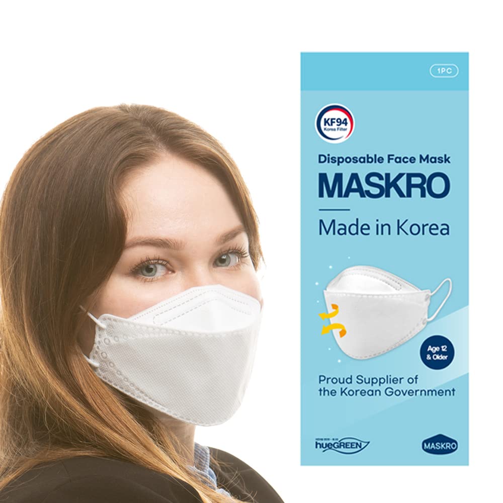 [MASKRO]- KF94 Face Mask, Premium 4Layer Korean Filter, Comfortable and Breathable Disposable Face Mask - [MADE IN KOREA]