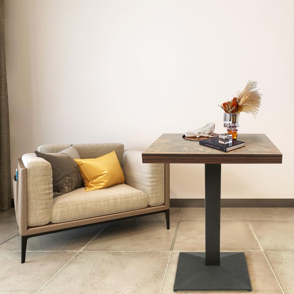 Supfine - Quadratischer Bistrotisch mit Mittelfuß, Steh-Esstisch für Esszimmer, Wohnzimmer, Balkon, MDF (Uhr, 60 x 60 x 75 cm)