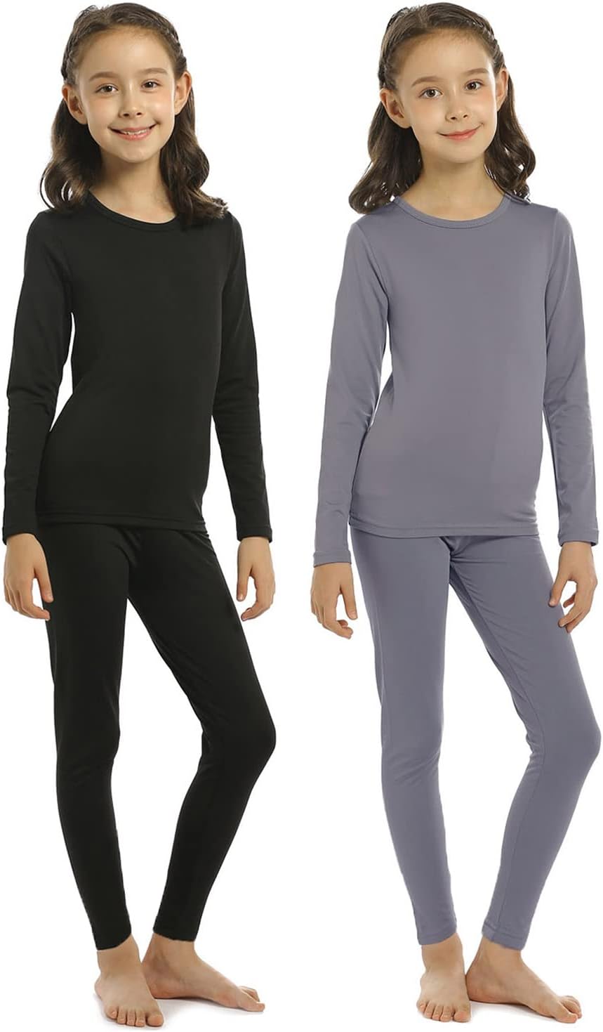 ViCherub Girls Thermal Underwear Set for Kids Long Johns Fleece Lined Base Layer Top & Bottom Cold Winter Thermals