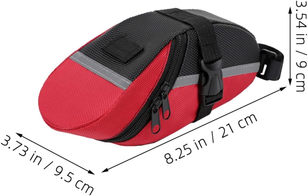 FUOYLOO Mountain Bike Saddle Bag under Seat Pack Waterproof Cycling Tail Storage Pouch Red for Adult Bikes with Tool Compartment and Phone Holder