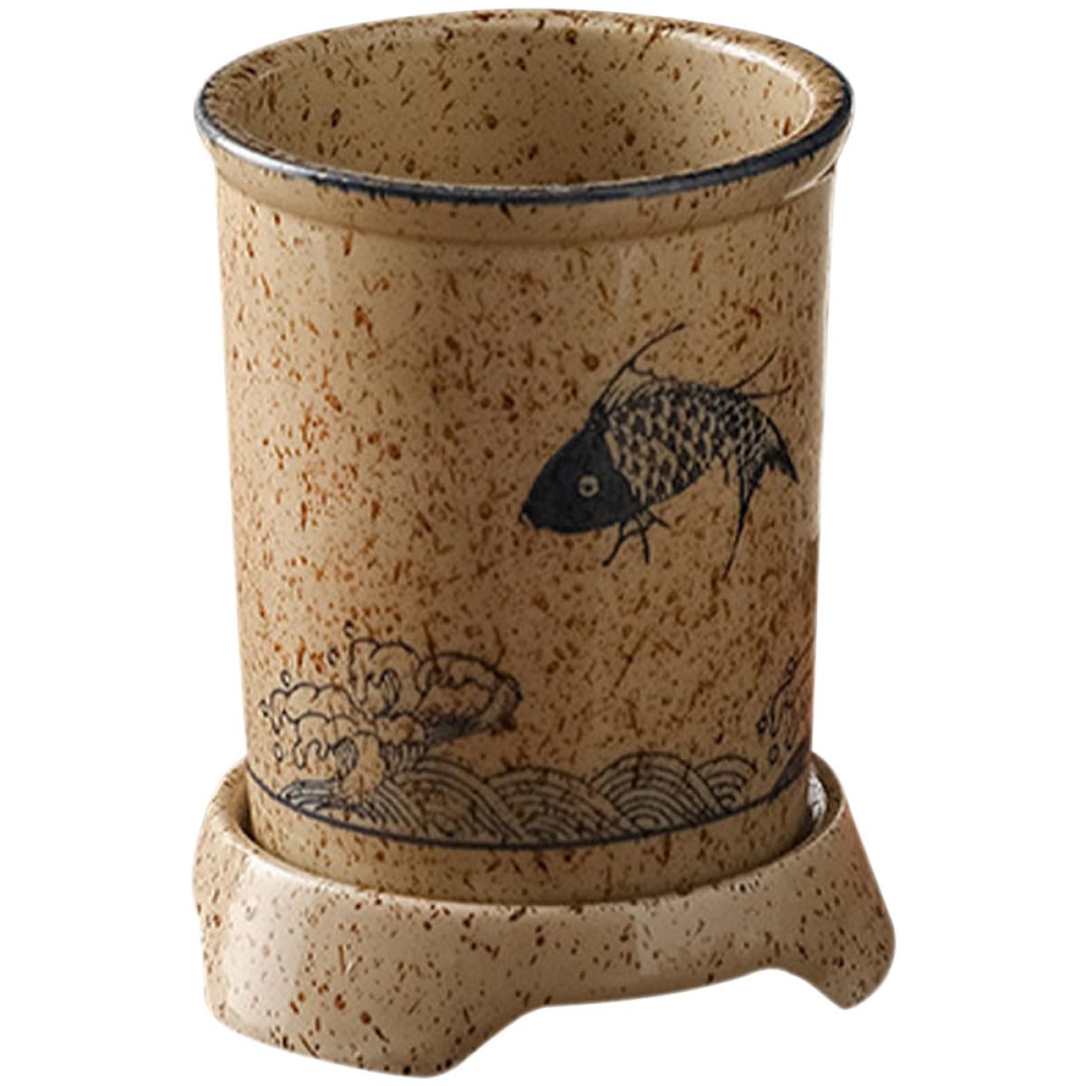 Alasum Japanischer Keramik im Eleganten Design mit Abflusslöchern Essstäbchenhalter und Fester Standfläche Praktischer Küchenutensilienbehälter für und Küche