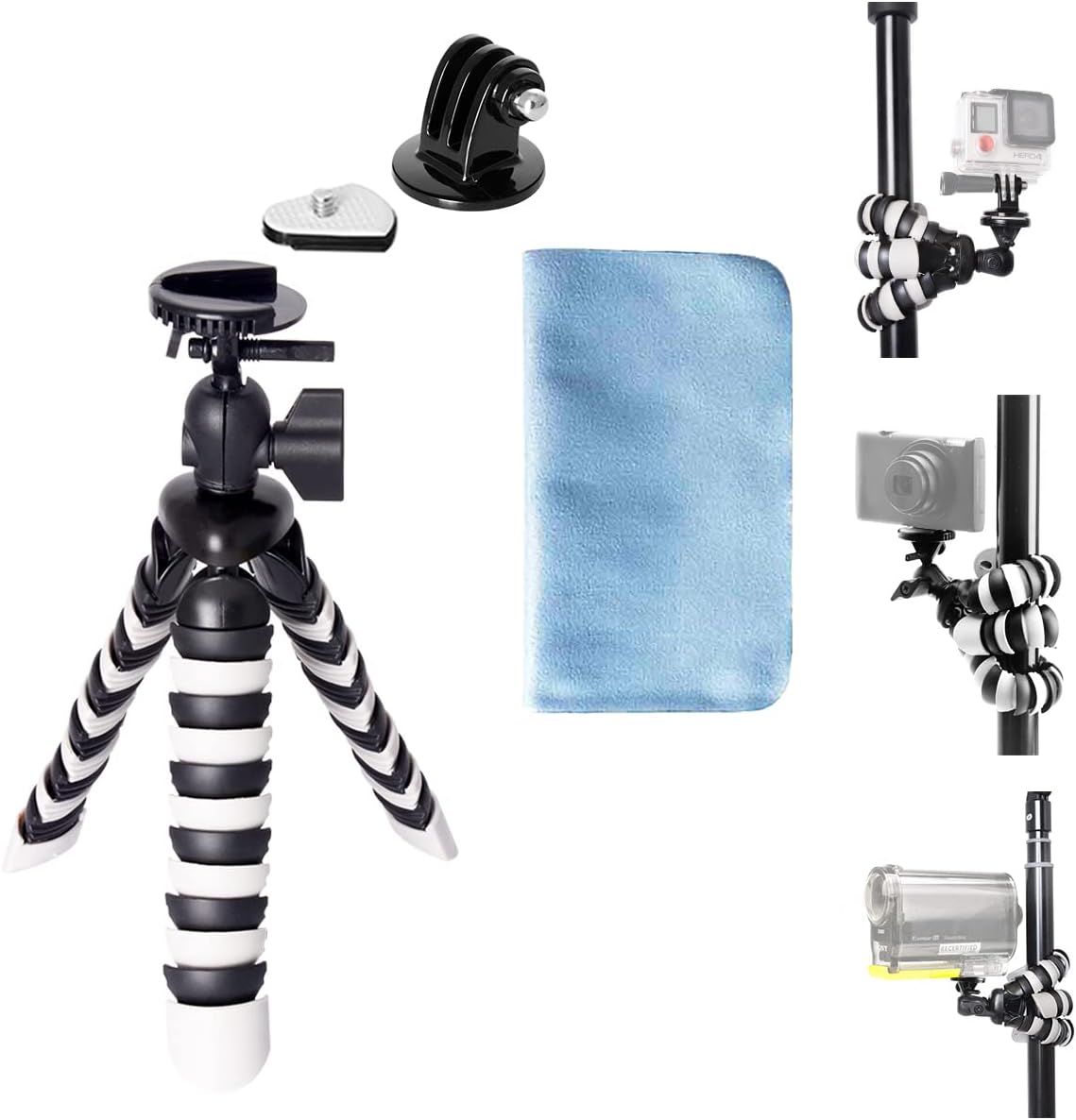 8" Flexible Octopus Twining Action Camera Mini Tripod Motion Camcorder Stand Holder Sports DV Desk Selfie YouTube Vlog Video Mount for GoPro Hero 10 9 8 7 6 5 4 Session Sony Yi DJI Osmo Action Akaso