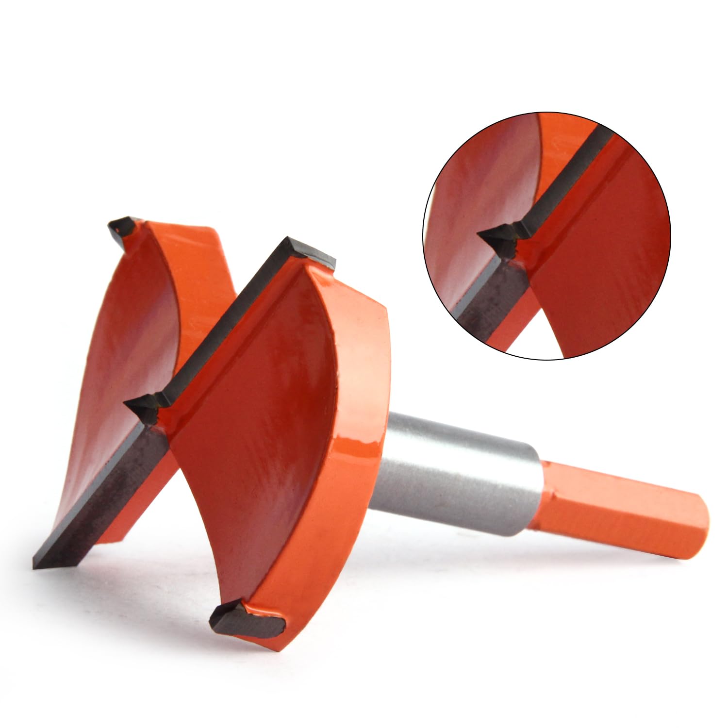 Wenheww 1Pc Forstner Drill Bits, 60mm/2.36" Carbide Wood Hole Saw Auger Opener, Woodworking Hole Saw Drilling Tool, 85mm Length 10mm Hex Handle Dia Cutter Tool for Wood Plastic Plywood, Orange