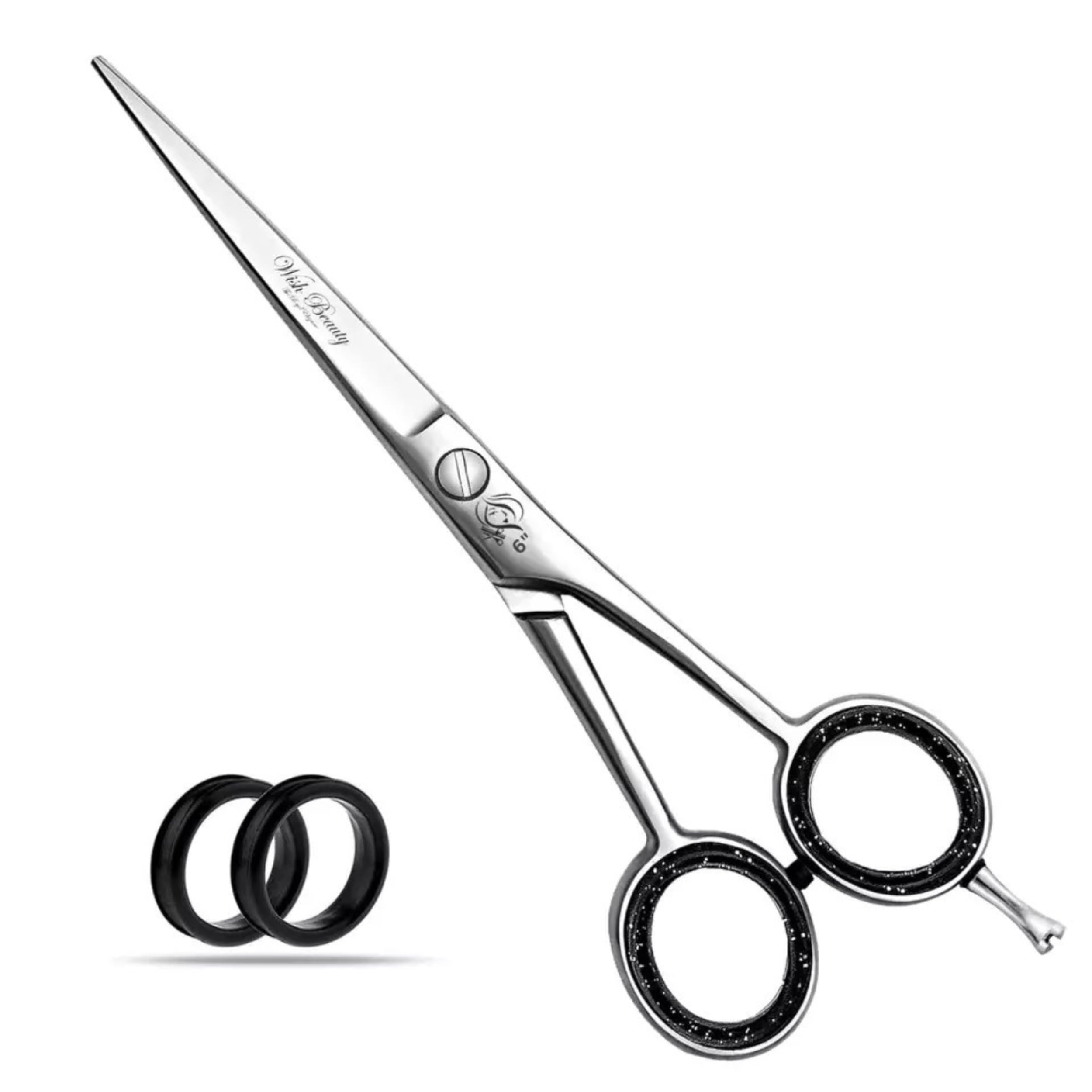 Glamified , Glam Men's Silver Wishbeauty 6" Professional Hairdressing Scissors - Ultra-Sharp Stainless Steel Hair Cutting Shears For Barbers & Stylists - Precision Barber Scissors For Wo, Beard & Home Haircuts