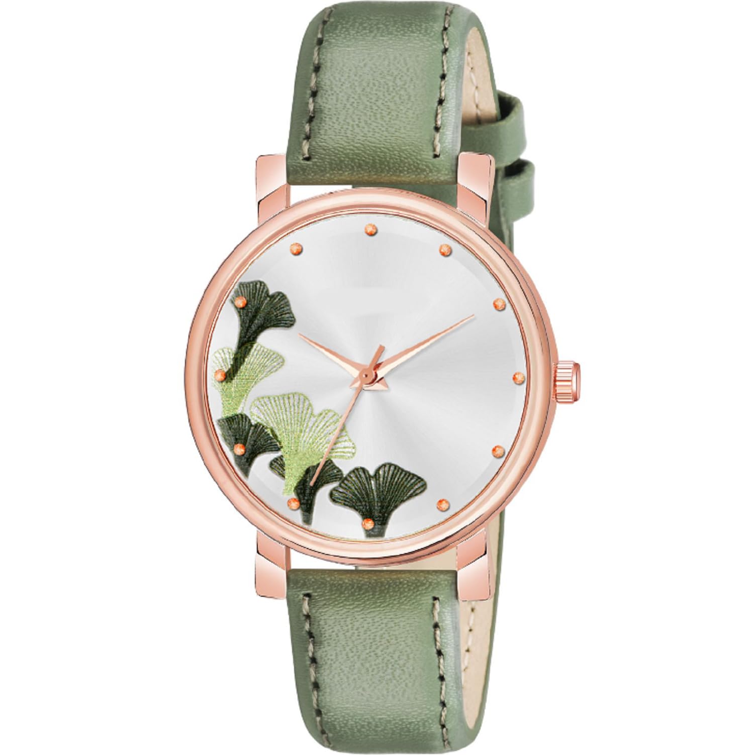 KIARVI GALLERY Stylish dial Leather Strap Analog Watch for Girls and Women(Red-Peach) (Green) (B0CPW551QC) Amazon Price History, Amazon Price Tracker