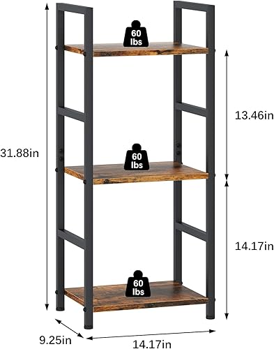 Miniatura 3 de Estantería de almacenamiento, estantería industrial de 3 niveles, estantería pequeña para sala de estar, dormitorio y oficina en casa, organizador