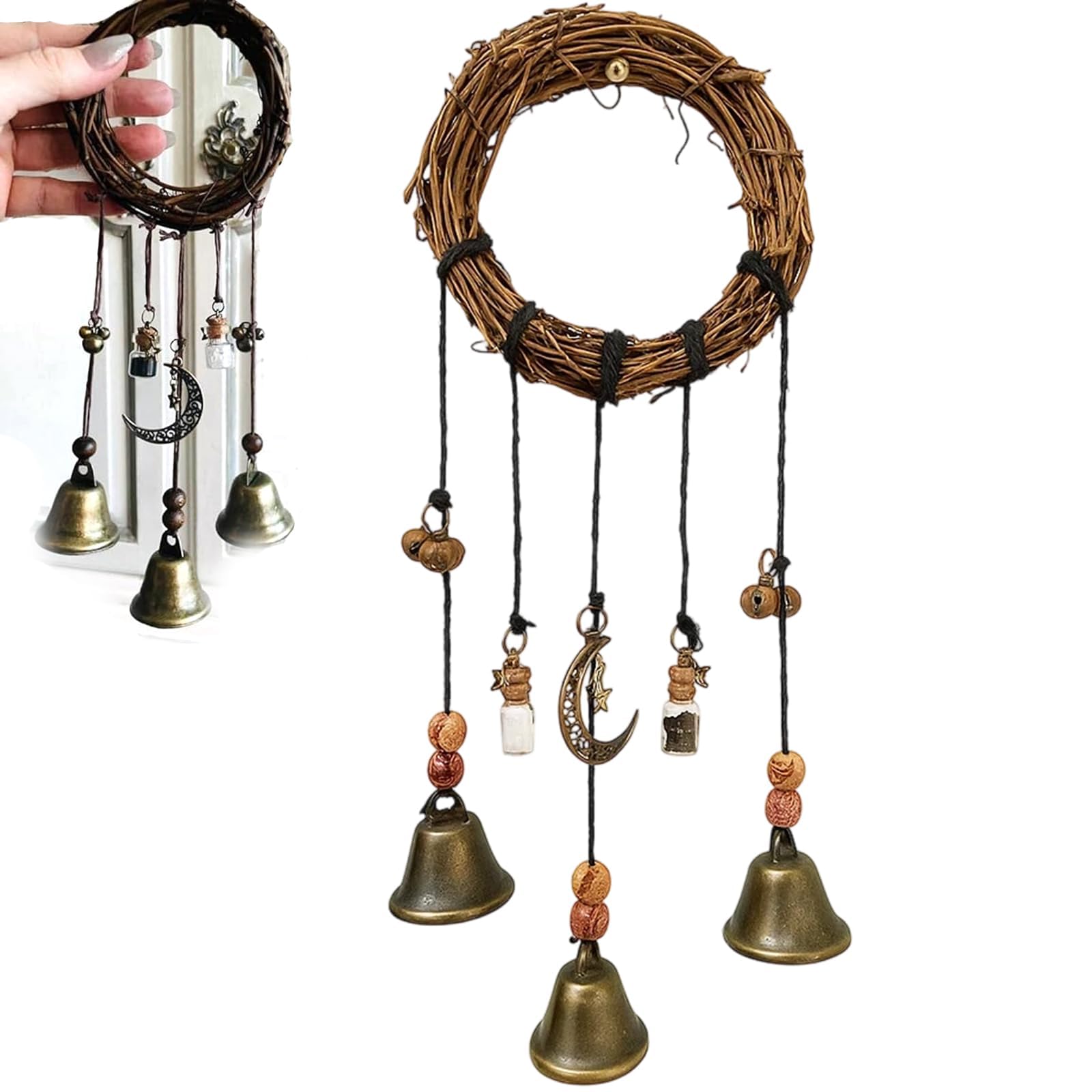 Witches Bells, 1PCS Witch Bells Hanging Decoration, Pagan Protection Bells for Positive Energy, Wiccan Wind Chimes for Home, Witchcraft Decor & Spiritual Gifts-picture-29