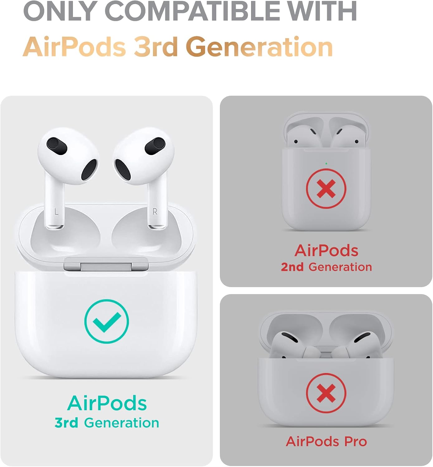 MOBOSI for AirPods 3rd Generation Case, Cool AirPods 3 Case with Keychain Silicone Shockproof Anti-Slip Protective Cover for Men Women, Rugged AirPod Case for 3 Generation (2021), Green