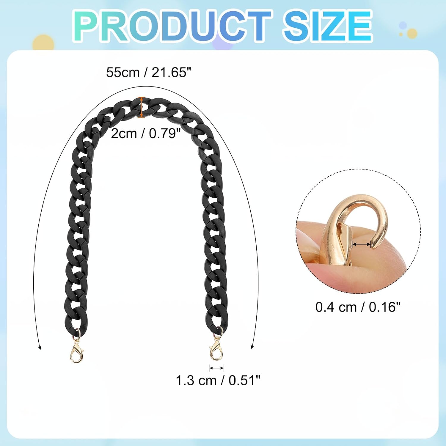 PATIKIL 24" Acrylic Purse Chain Handbag Strap Quick Link Matte Black image 2