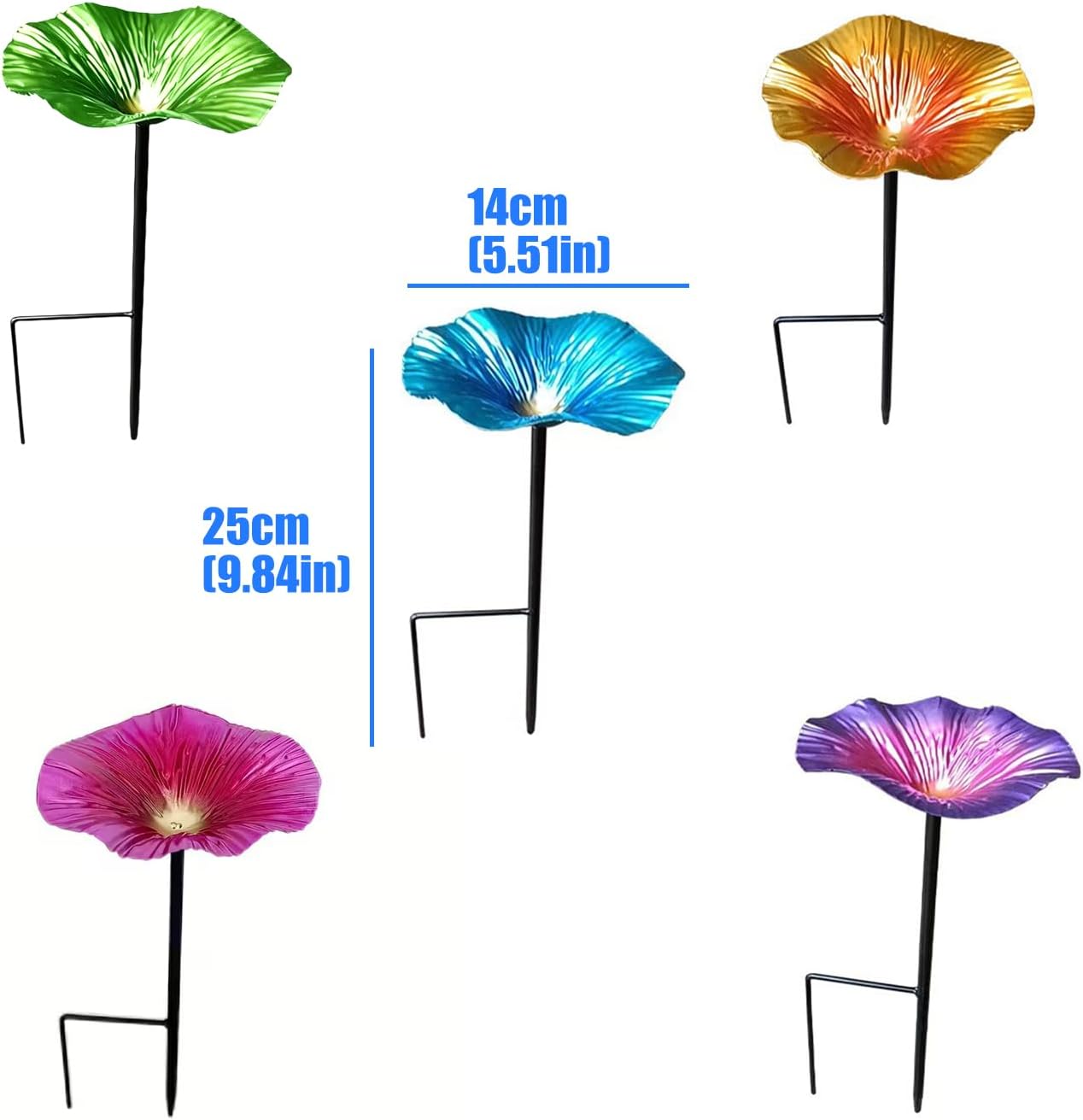 Colorful Iron Garden Poles with Bees Bath Bird Water, Light Green
