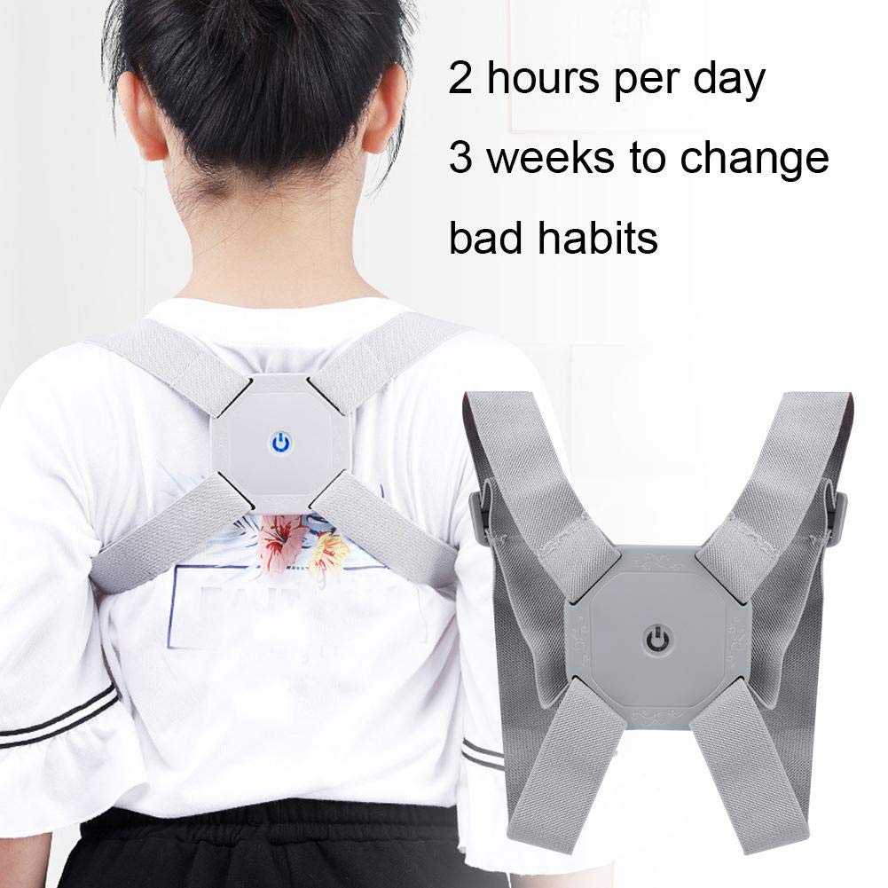 Intelligent Induction Posture Corrector, Nylon Vibration Remind Humpback Correction Belt High Elasticity Adjustable Upper Back Brace for Children and Adult to Correct Posture, Prevent Myopia(Belt)