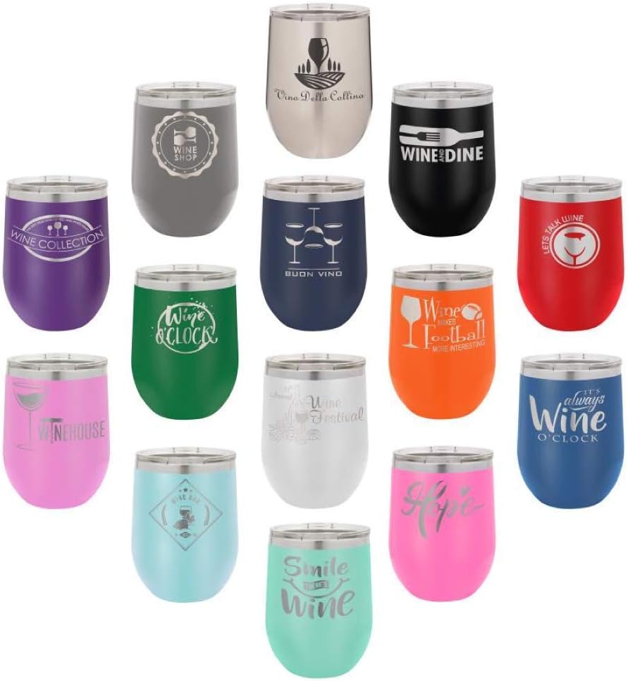 LIFE IS BETTER AT THE BEACH Blue 12 oz Stemless Wine Glass With Lid | Custom Engraved With Funny Quotes and Sayings | Stainless Steel Wine Tumbler | OnlyGifts.com