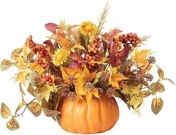 Petals Pumpkin Harvest Faux Flower Centerpiece
