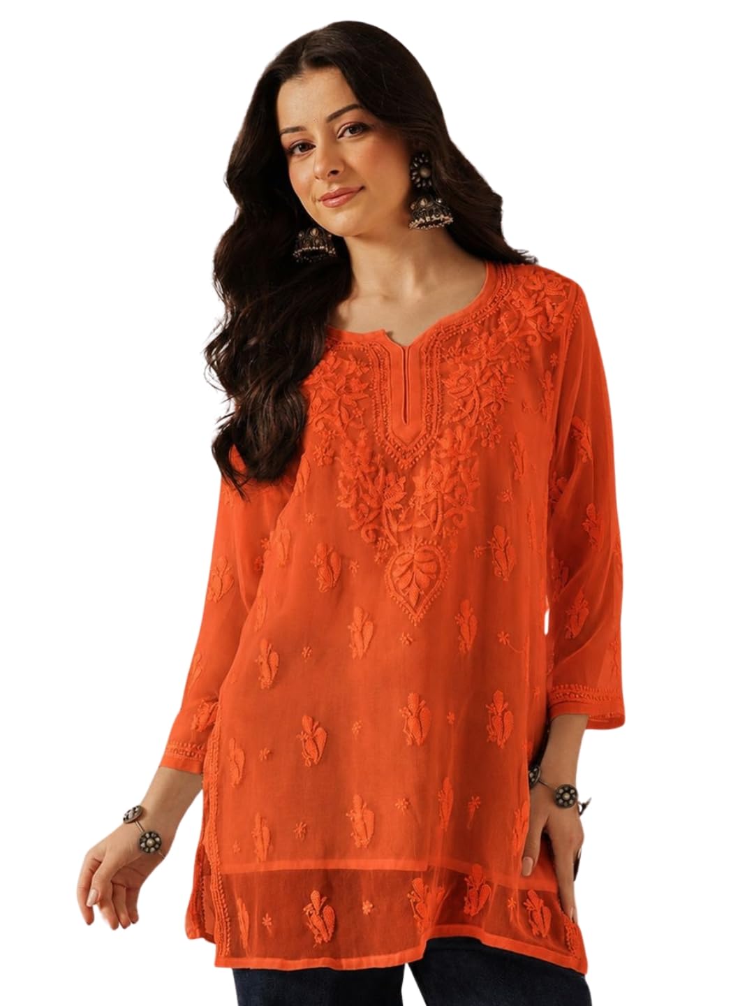 ada Hand Embroidered Lucknowi Chikankari Georgette Top for Women A911132-picture-54