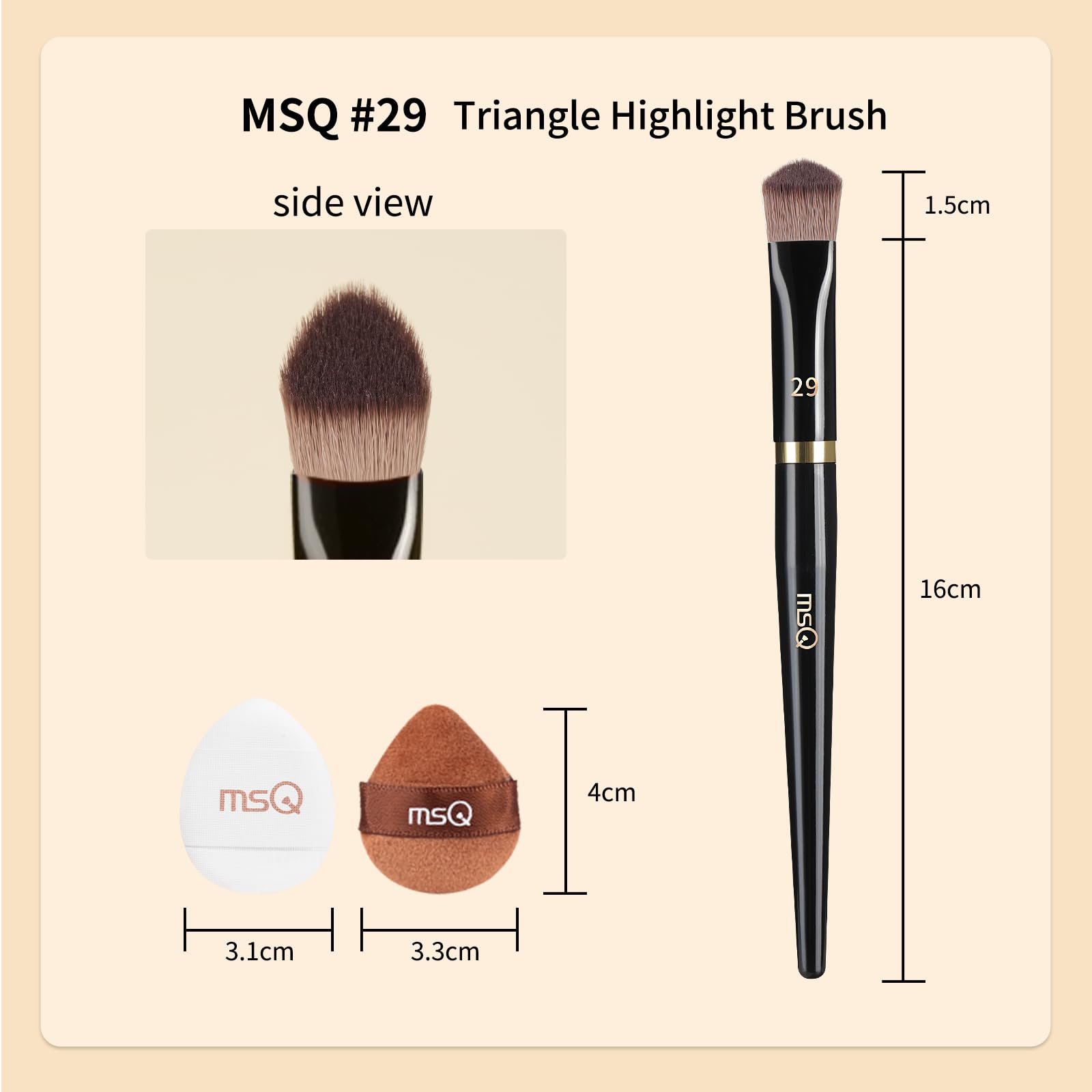 MSQ 1 pincel triangular para corrector,pincel angular para detalles facial