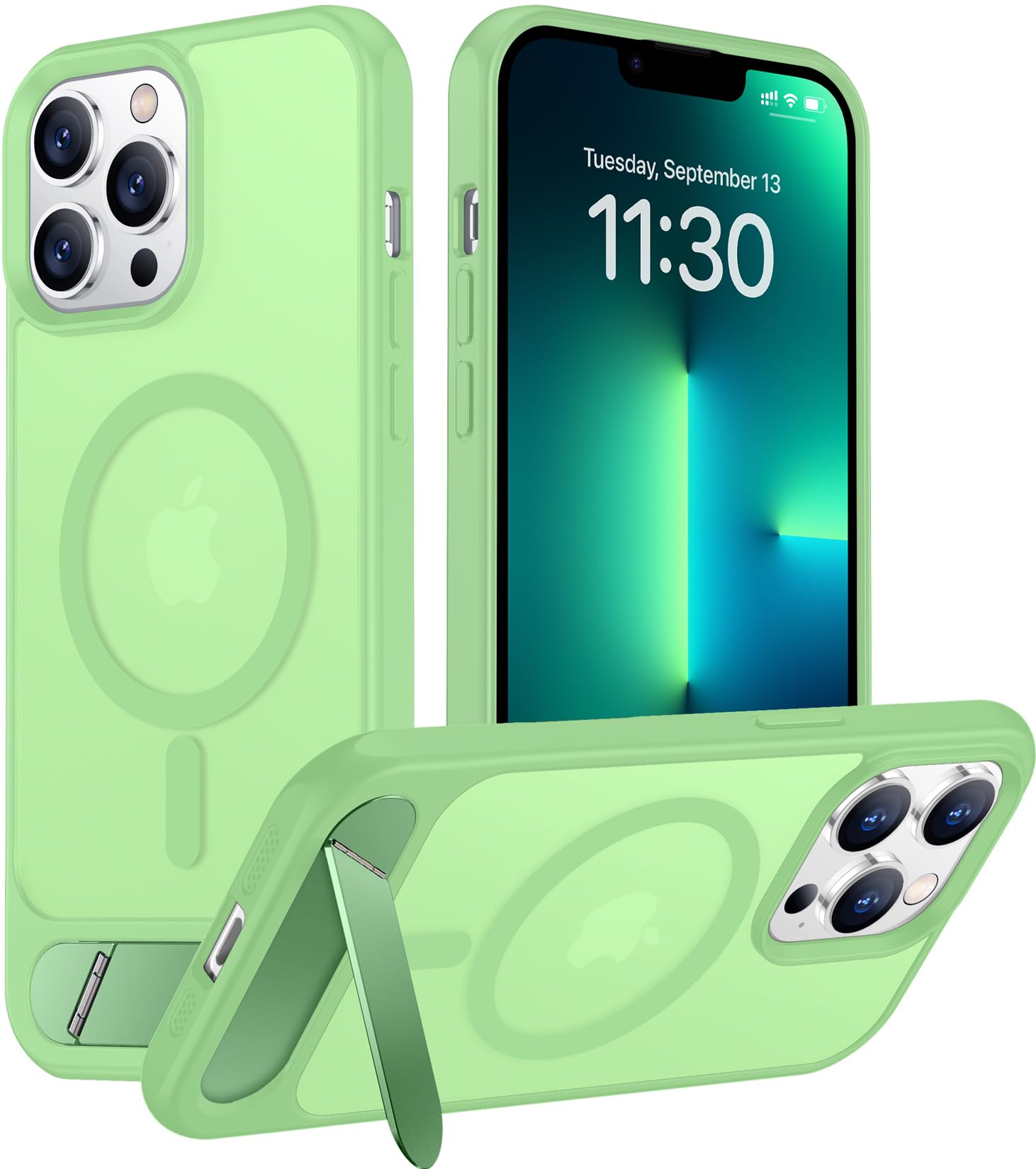 Temdan Magnetic Compatible with iPhone 13 Pro Max Case, [Built-in Invisible Kickstand][Compatible with MagSafe][Military Grade Shockproof] Slim Translucent Matte Phone Case for iPhone 13 Pro Max 6.7"