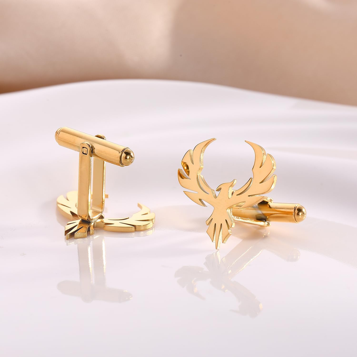 Stainless Steel Cutout Animals Phoenix Cufflinks For Mens