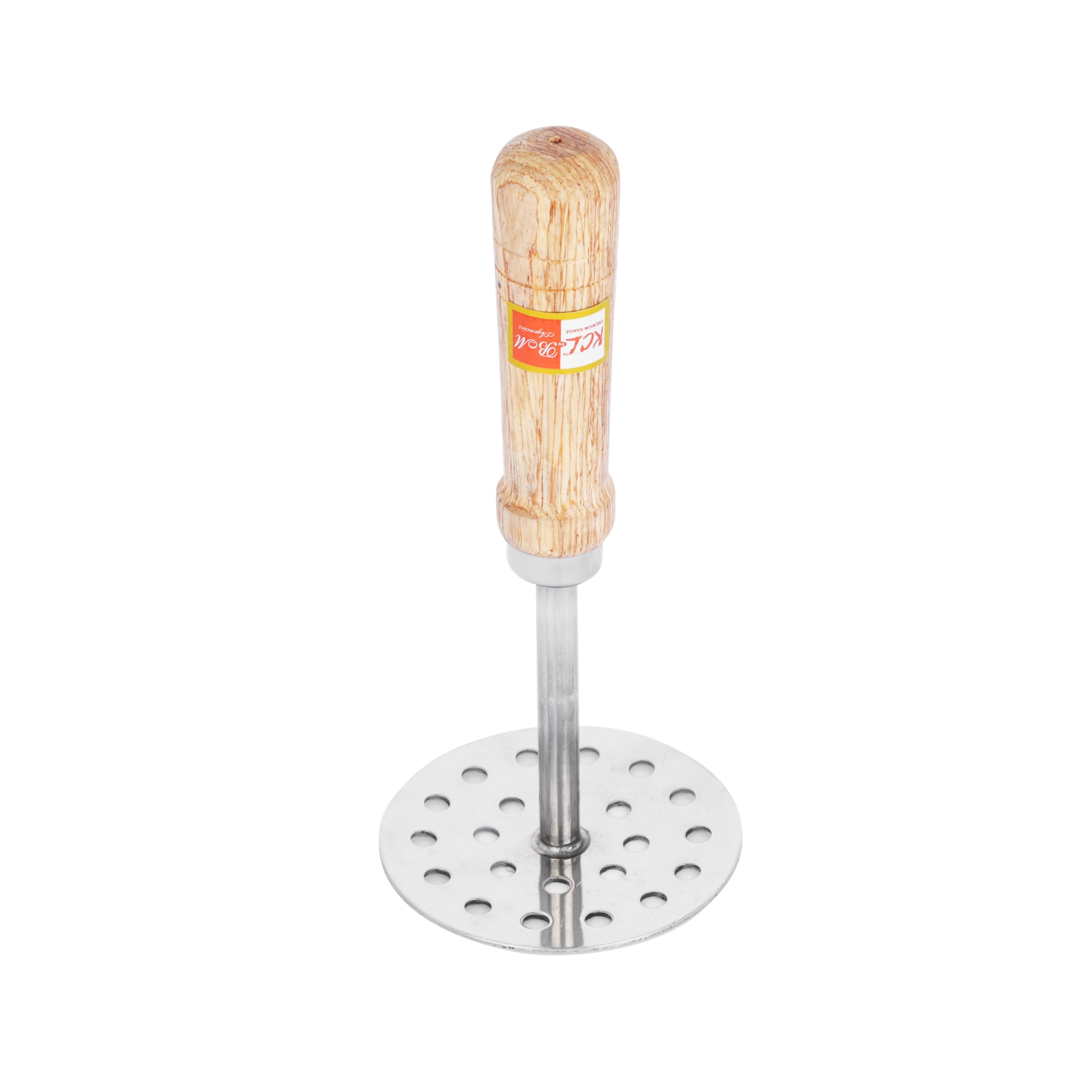 KCL Stainless Steel - Multipurpose Masher | Premium Stainless Steel Potato Masher with Wooden Handle | Ideal for Mashing Potato, Pav Bhaji, Vegetables & Baby Food | Must Have Kitchen Tool