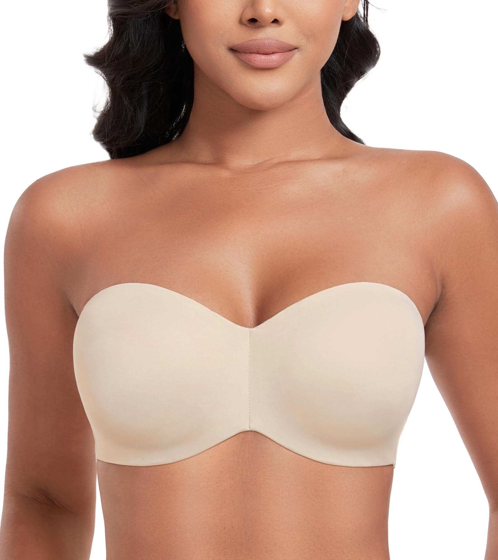 Lemorosy Damen Trägerloser BH V-Ausschnitt Bügel Push Up Minimizer BH Abnehmbare Träger T-Shirt-BH