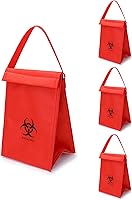 QWORK Biohazard Specimen Transport Bags, 4 Pack Red Cooler - Leakproof 600D Oxford, Insulated 6.75x10x5.75 Medical Transport