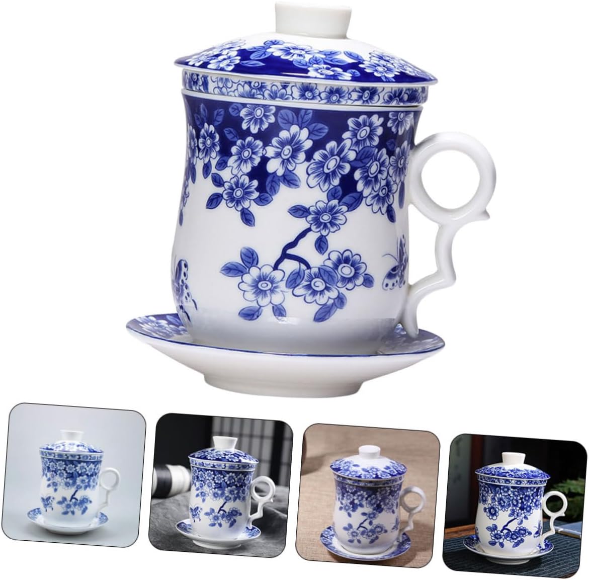 MAGICLULU 1set Ceramic Tea Cup with Infuser Vintage Porcelain Drinking Cups for Tea Elegant with Non- Base