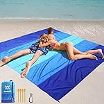 WIWIGO Beach Blanket Waterproof Sandproof Beach Mat 79 X 83/10\'x9\'for 2-8 Adults Quick Drying Outdoor Picnic Mat Beach Accessories for Travel, Camping, Hiking