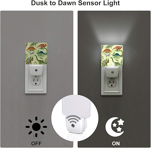 Miniatura 3 de Luz nocturna de dinosaurio, luces nocturnas LED enchufables, lámpara con sensor automático del atardecer al amanecer para dormitorio, baño, cocina,