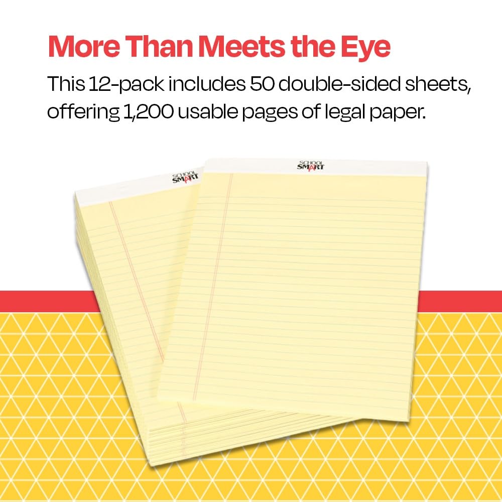 Schule smart 27430 Standard Legal Pads – 81/5,1 cm X 113/10,2 cm – Pack von 12 – Kanarischen