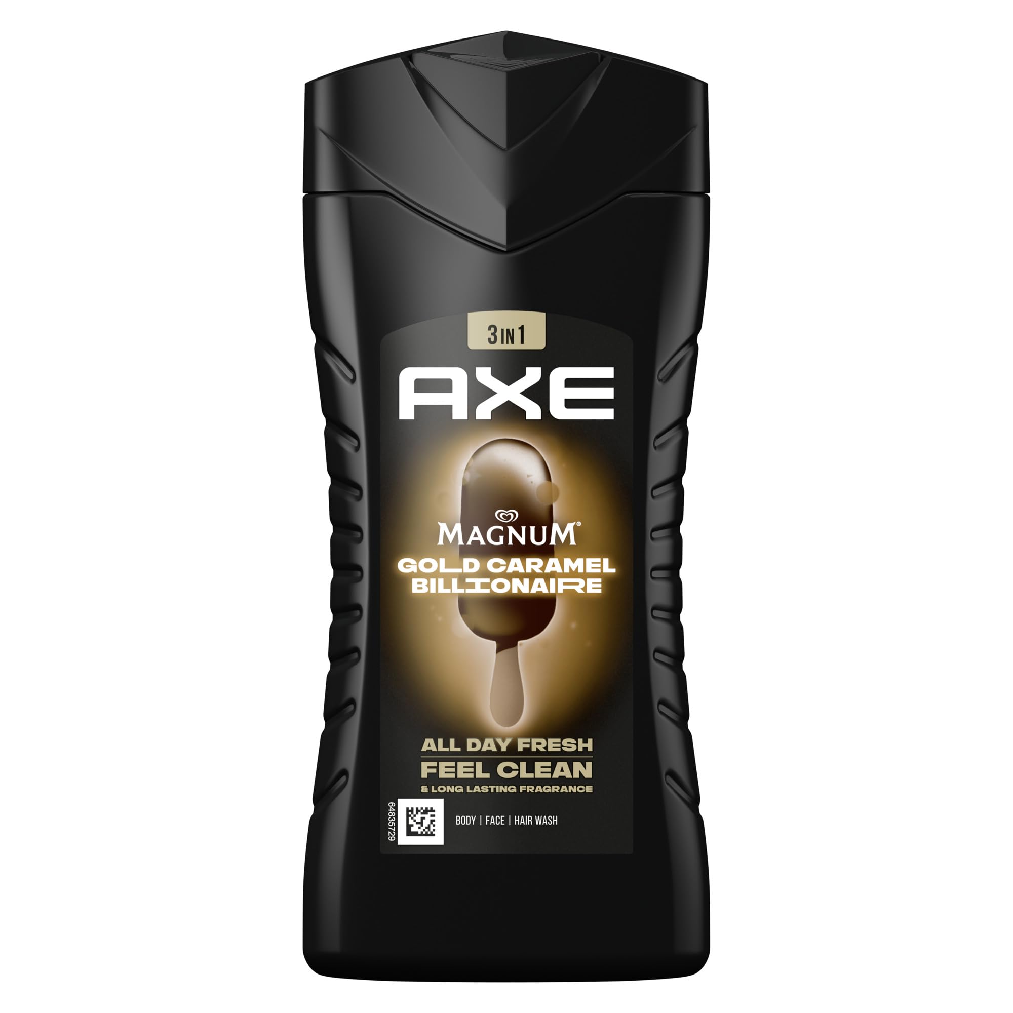 Axe 3-in-1 Duschgel & Shampoo Magnum Gold Caramel Billionaire für langanhaltende Frische und Duft nach der Dusche dermatologisch getestet 250 ml