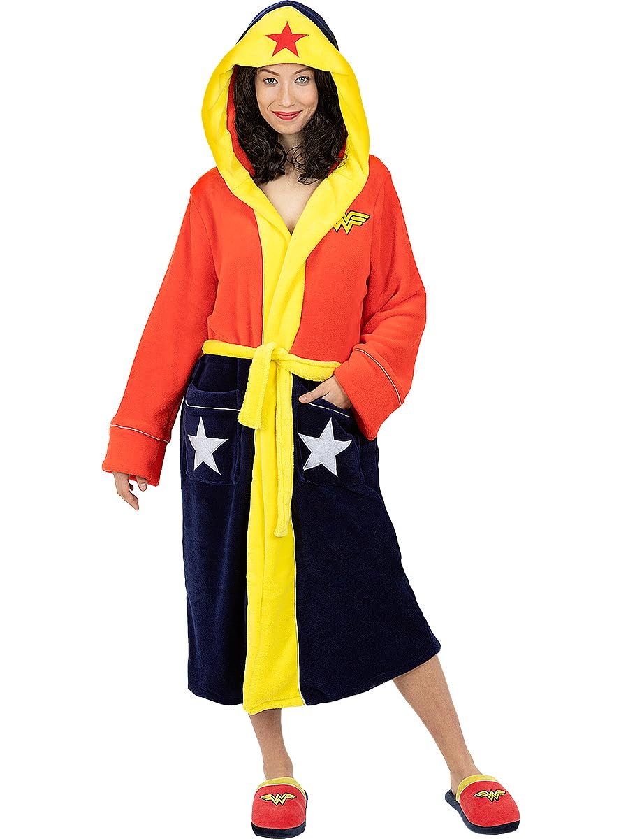 Funidelia | Bata de Wonder Woman para mujer Superhéroes, DC Comics - Accesorios & merchandising - Regalos originales para Navidad, cumpleaños y otras celebraciones - Talla S-M - Rojo