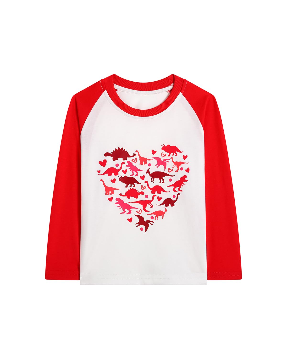 Toddler Girls Boys Valentines T-Shirt Love Heart Dinosaur Tractor Raglan Long Sleeve Tees for Kids 2 to 7 Years