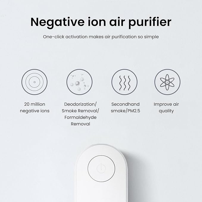 Ionizador de Aire para Hogar, Purificador Portátil y Silencioso miniatura 6