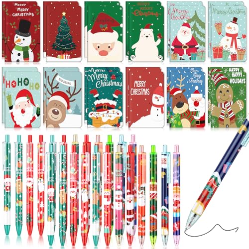 Mini Blocs Notes de Noël et Stylos Fantaisie pour Sacs Cadeaux Invités