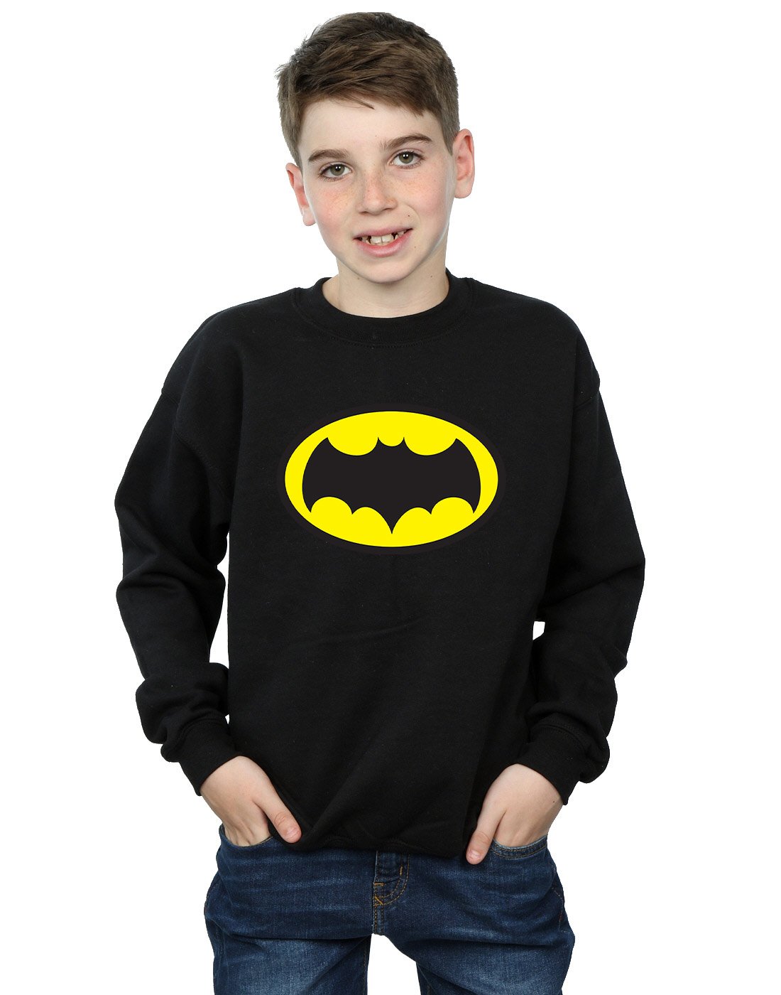 DC Comics Boys Batman TV Series Logo Sweatshirt Black 5-6 Years