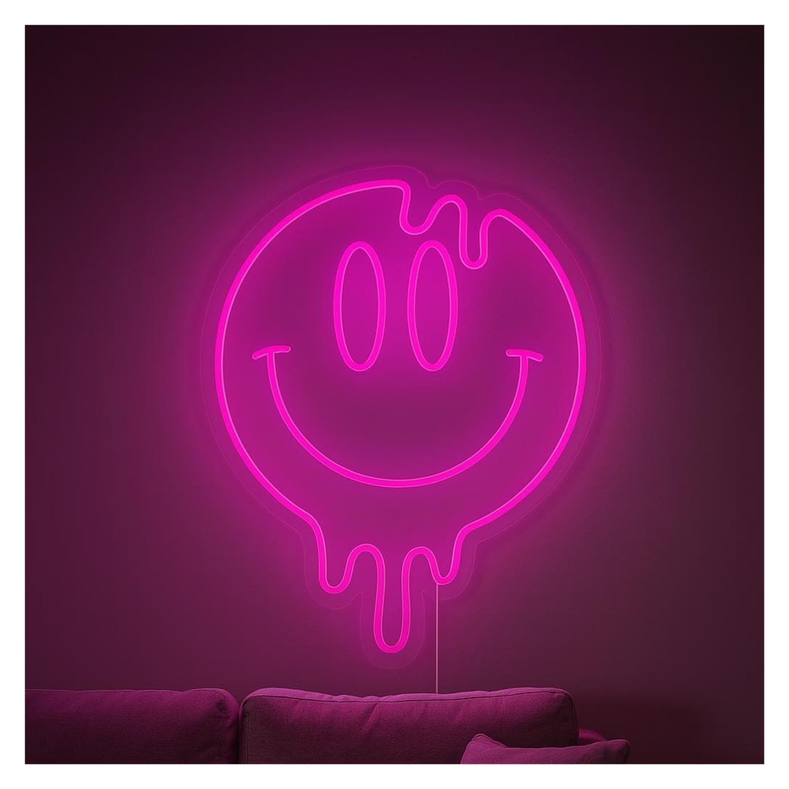 Shouxi B Sign Lamp Dripping Smiley Face Neon Sign, Suitable For Game Room Ar Decor With Dimmable 38Cm