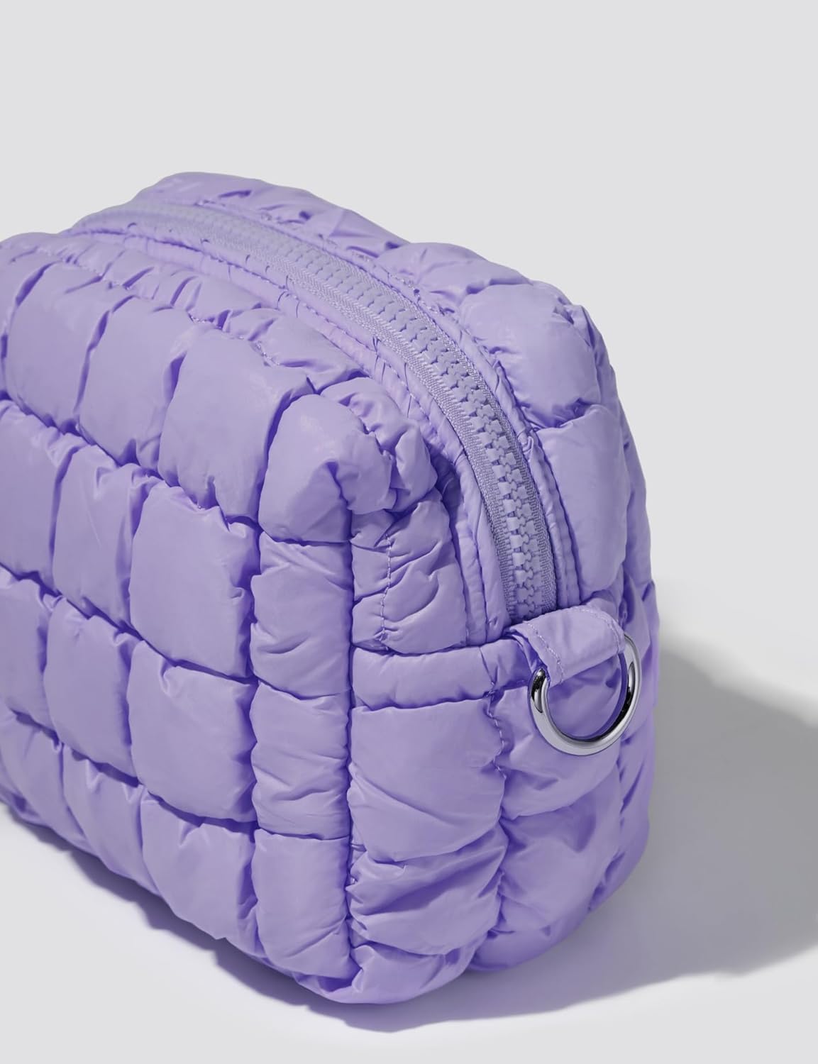 Yarnic Quilted Makeup Bag Puffy Cosmetic Bag, Quilt Travel Toiletry Bag for Women, Cute Puffer Makeup Bag Organizer Soft Make up Pouch (Lavender, S) - Image 5