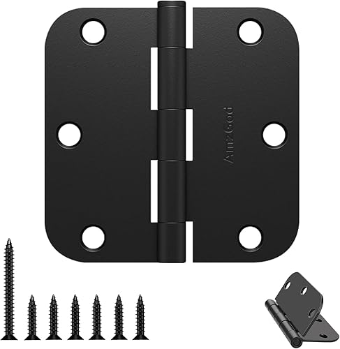 Miniatura 8 de Bisagras de puerta color negro mate, paquete de 108 bisagras negras para puerta de 3.5 pulgadas redondeadas para puertas interiores con esquinas de