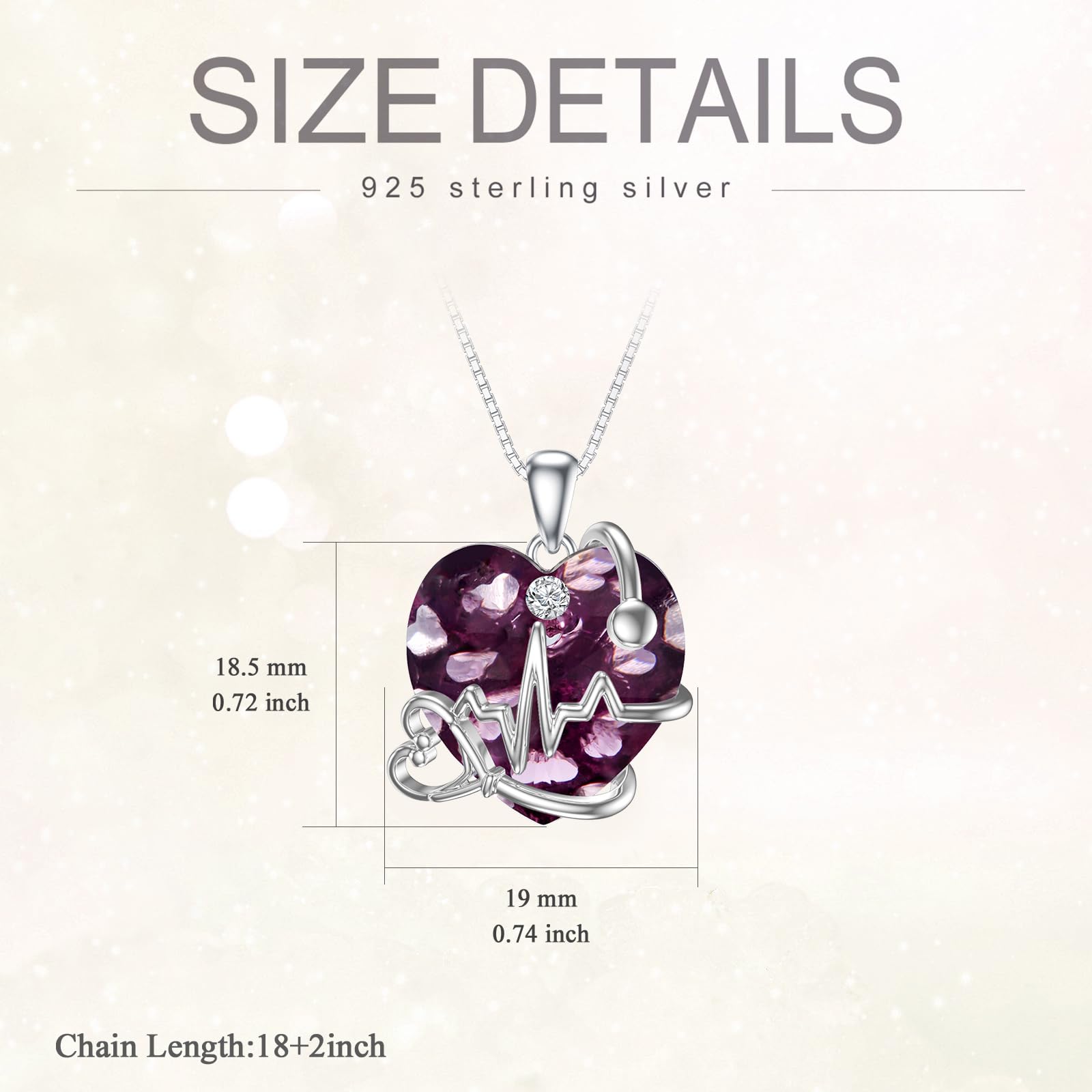 TOUPOP Collana da infermiera con stetoscopio da donna, idea regalo per donne in argento, regalo per studentessa, infermiera, laurea, compleanno, festa della mamma, Natale, Argento sterling