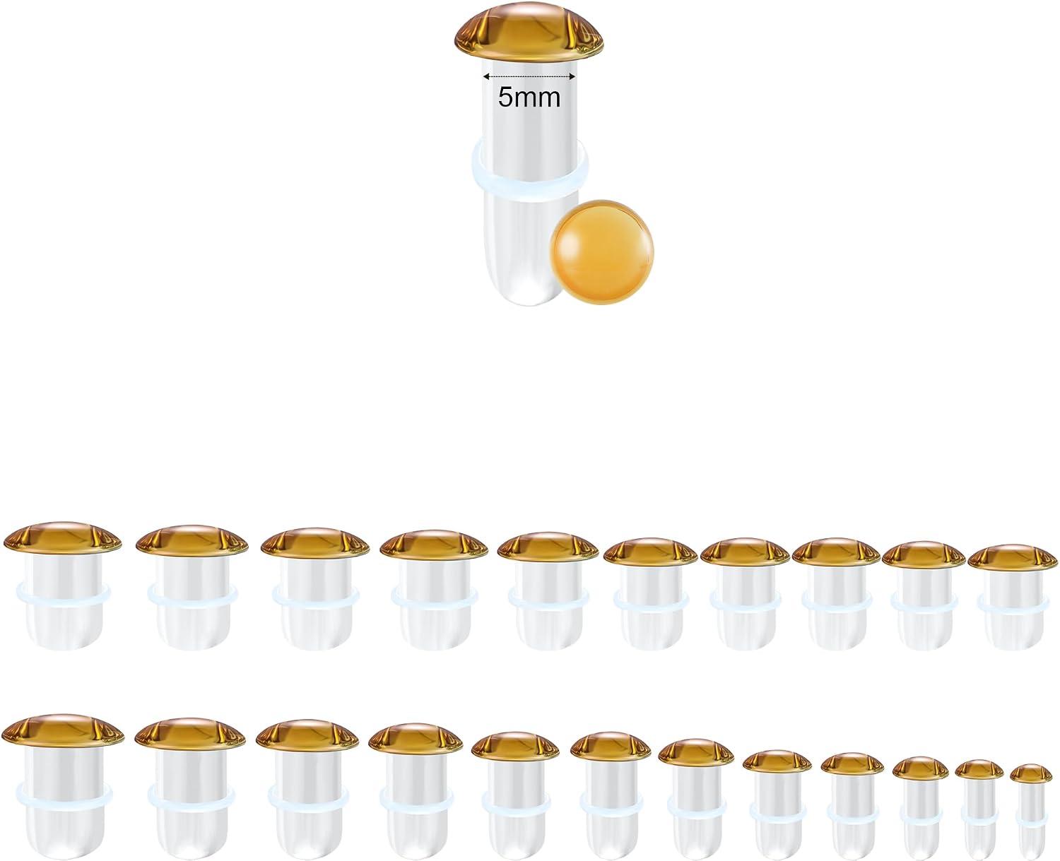 Glass Ear Stretching Kit Single Flare Plugs & Rubber Rings Unique 1mm Increments 3mm-25mm Gradual Sizing Smooth Glass Gauges for Daily Wear Earring Expander Stretcher Piercing Body Jewelry 2Pc image 2
