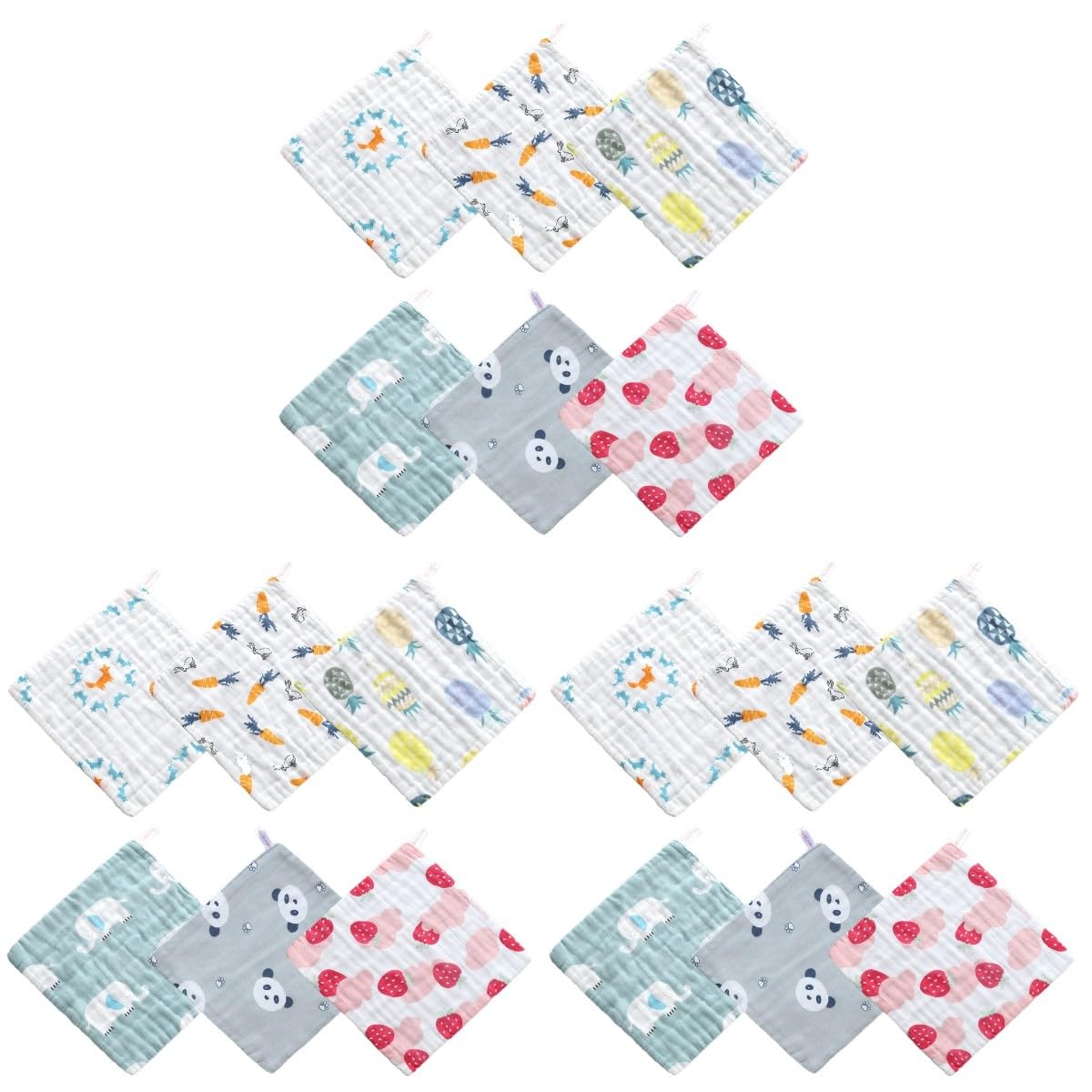 ibasenice 3 Set Di Asciugamani Per Neonati Salviette Per Neonati in Mussola Asciugamani Morbidi Per La Pelle Delicata Dei Bambini 6 Pezzi * 3