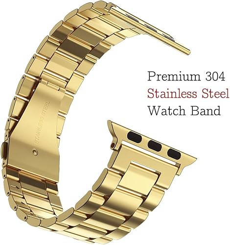 Miniatura 4 de Compatible with Apple Watch Ultra 3/2/1 Band and Case, Stainless Steel Metal Chain with TPU Cover, Smart-Watch Link Bracelet Strap for men, Oro