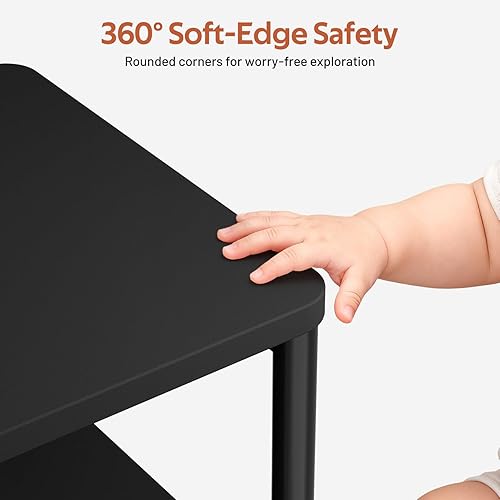 Miniatura 5 de MISSLO Mesa auxiliar para cuarto de bebé para sala de estar con cesta de tela, mesas auxiliares pequeñas para espacios pequeños con mesa de