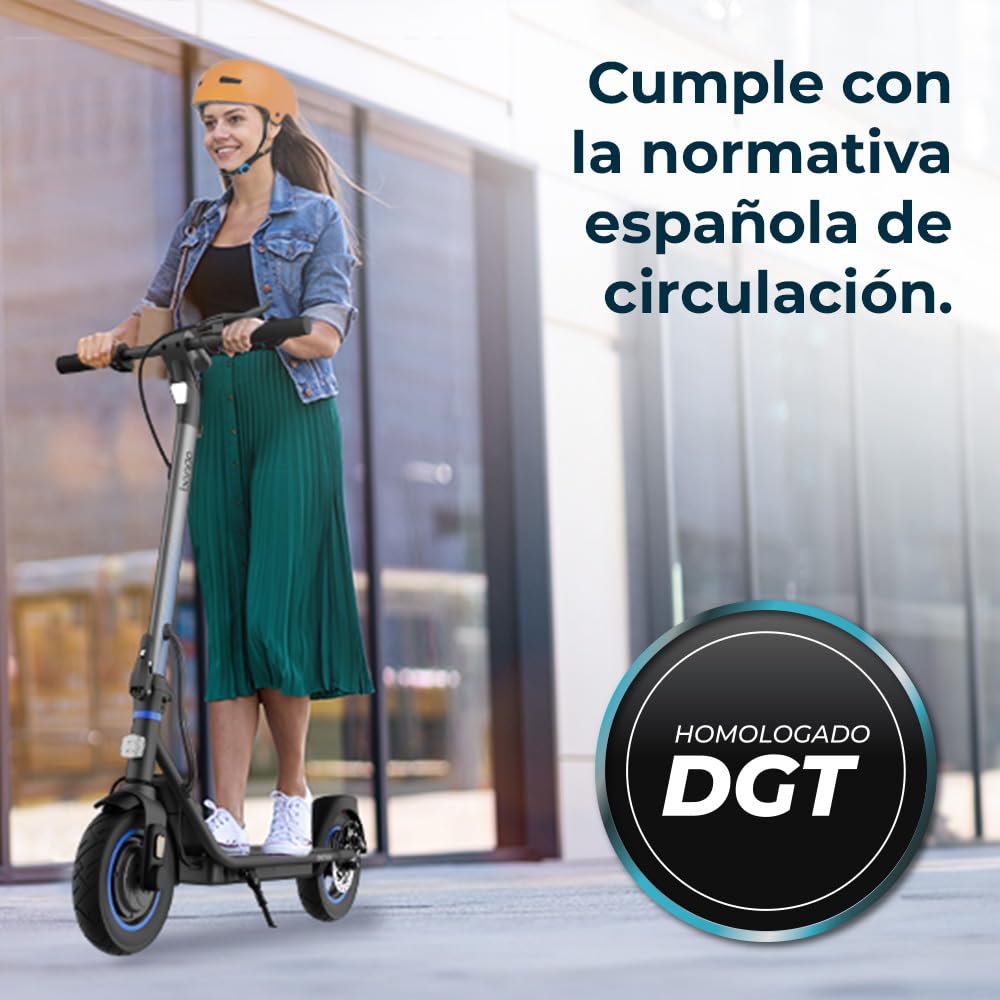 Cecotec Patinete Eléctrico Homologado con App Bongo D20 XL Connected. Potencia Máxima de 630W, Autonomía de hasta 20km, Ruedas de 10”, Supera Pendientes, Freno Delantero y Trasero