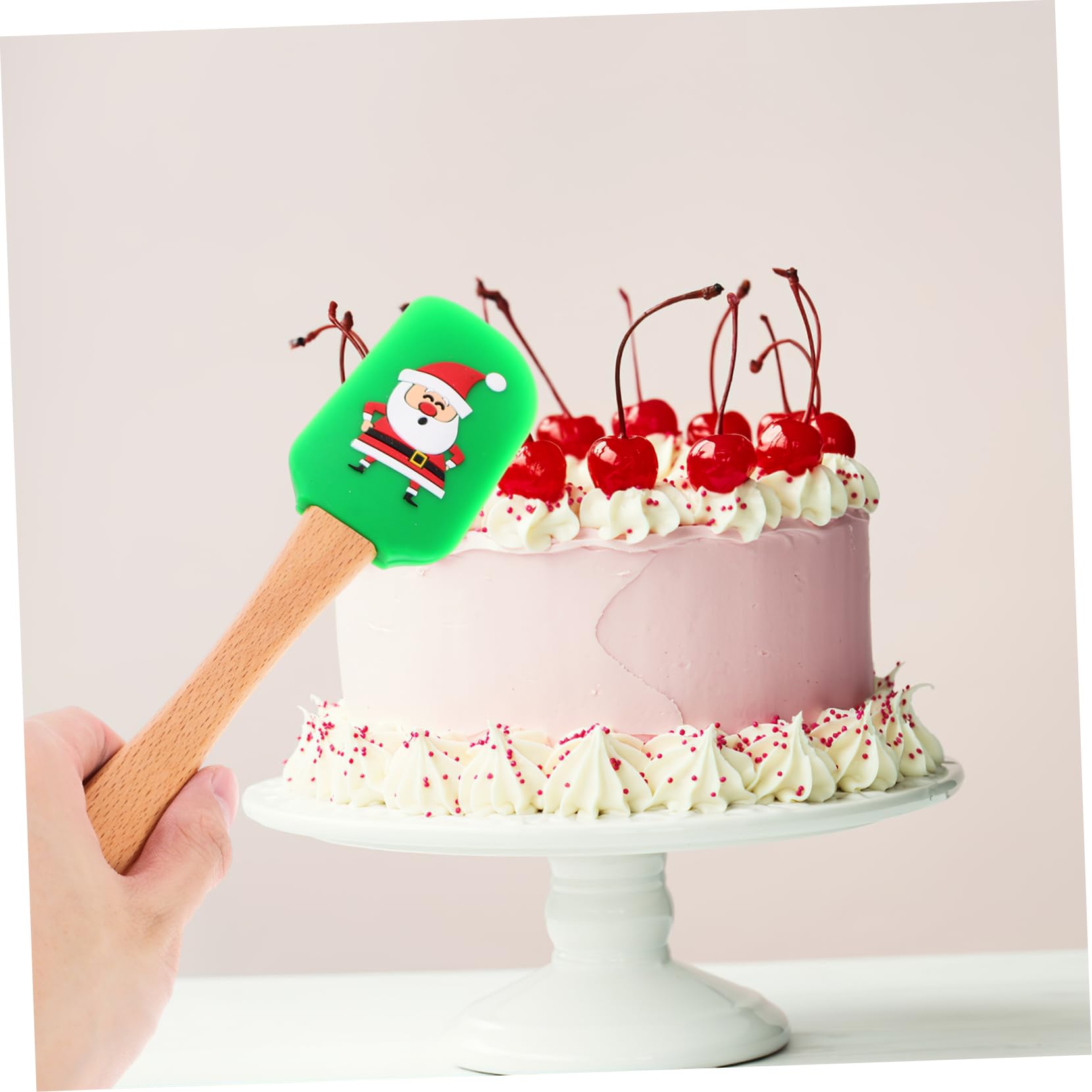 Mikinona Lot de 5 Spatules en Silicone et Bois pour Pâtisserie de Noël, Outils Ergonomiques Sûrs et Faciles à Utiliser pour Décorer et Former des Desserts Plusieurs styles