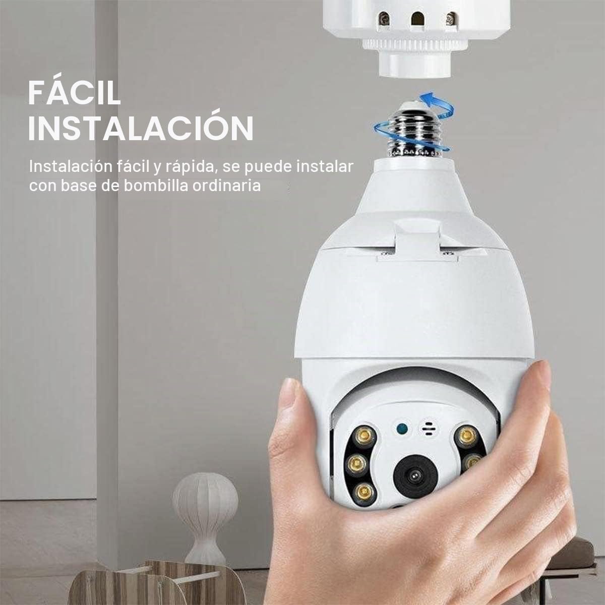 2 Piezas Cámara de Bombilla, Cámara de Bombilla 360 Grados WiFi al Aire Libre con Visión Nocturna, Cámara De Vigilancia Guardcam, Seguimiento Automático, Audio Bidireccional, Detección de Movimiento