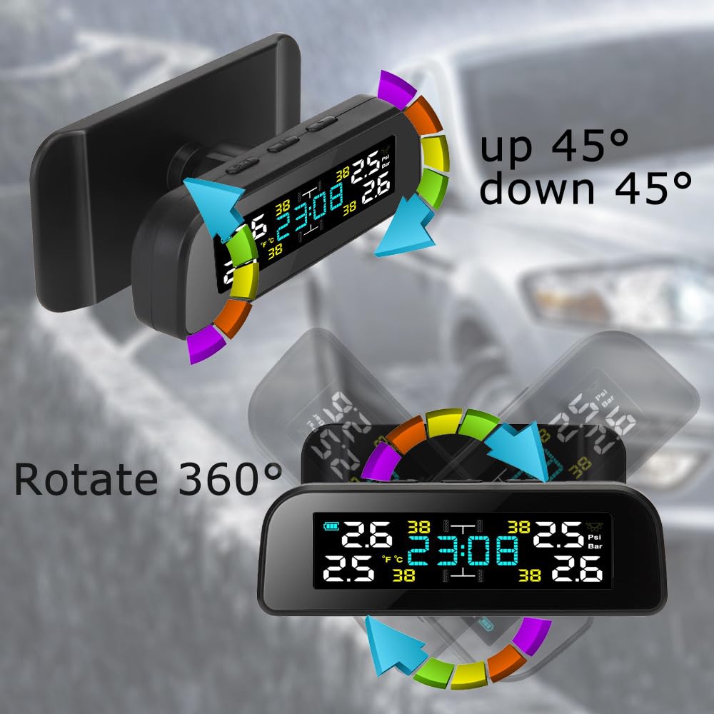 Tpms Sistema di monitoraggio della pressione degli pneumatici for auto a energia solare Sistemi di allarme di sicurezza for auto Avviso di temperatura della pressione degli pneumatici Pressione Pneuma